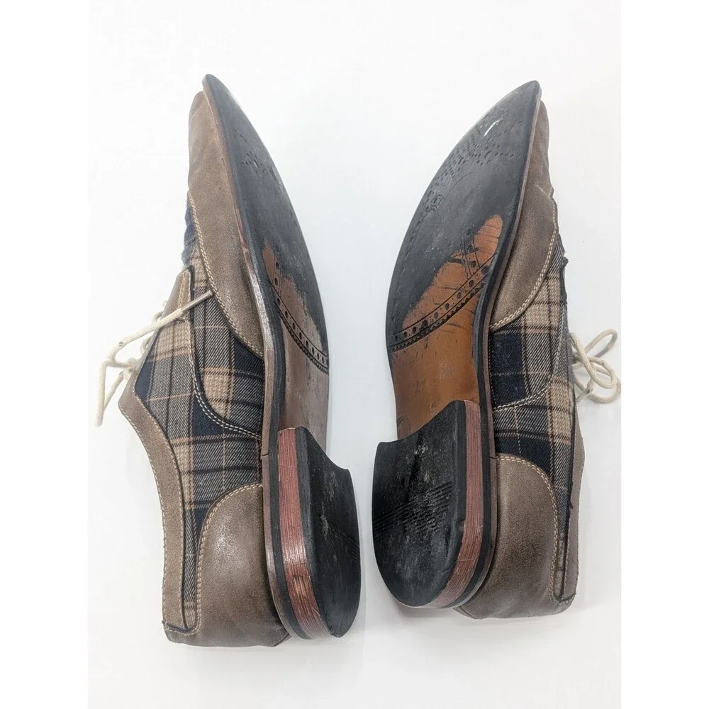 Ferro Aldo Brown Plaid Leather Oxford Tie Lace Dress Shoes Mens Size 9